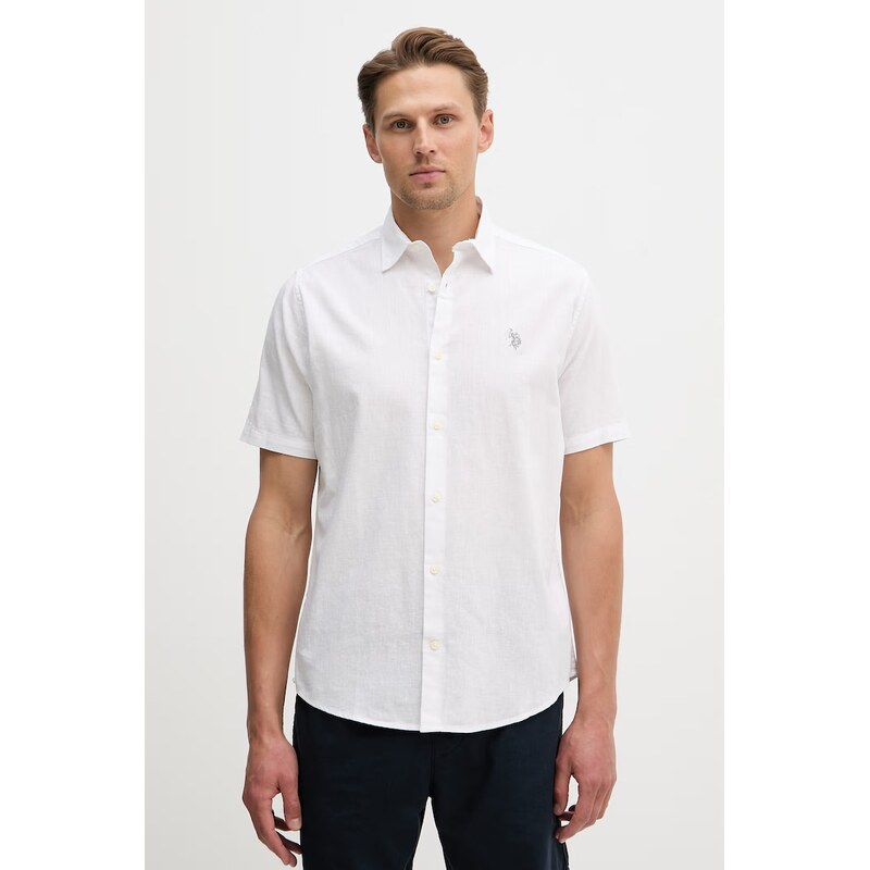 Detská košeľa s prímesou ľanu U.S. Polo Assn. LINEN BLEND SS 67547823