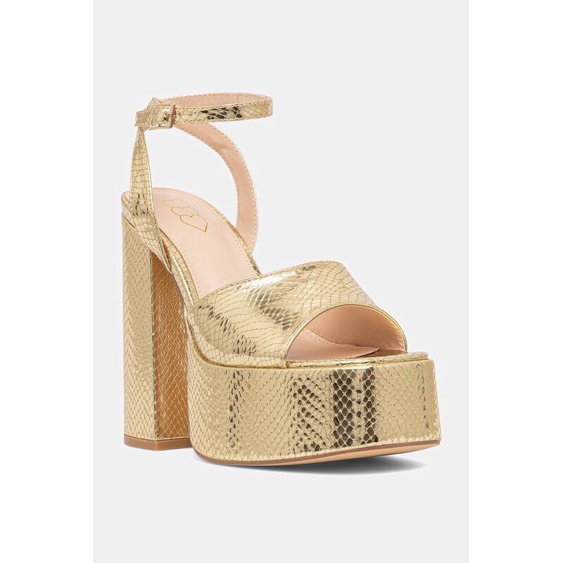 Sandále Koi Footwear Shonen Gold Lizard Platform Heels 67595580
