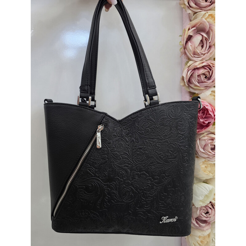 Katrins Fashion Dámska čierna kabelka cez plece Karen 66711345