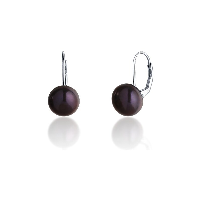 JwL Luxury Pearls Náušnice s pravou kovovo modrou perlou JL0057 66579617