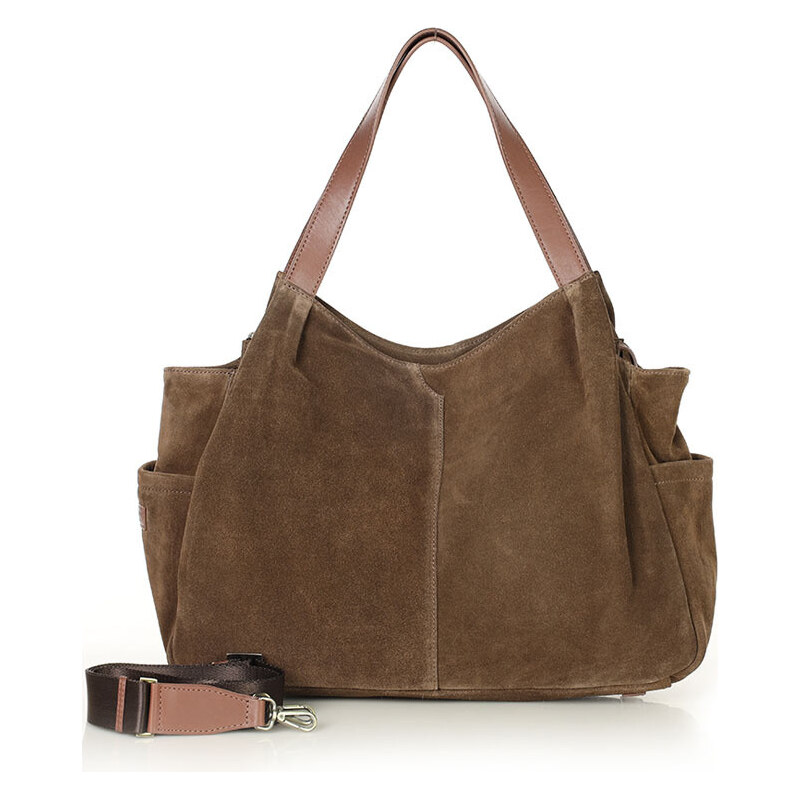 MARCO MAZZINI Dámska taška typu hobo, prírodná koža | čokoládová vp7ff 68163738