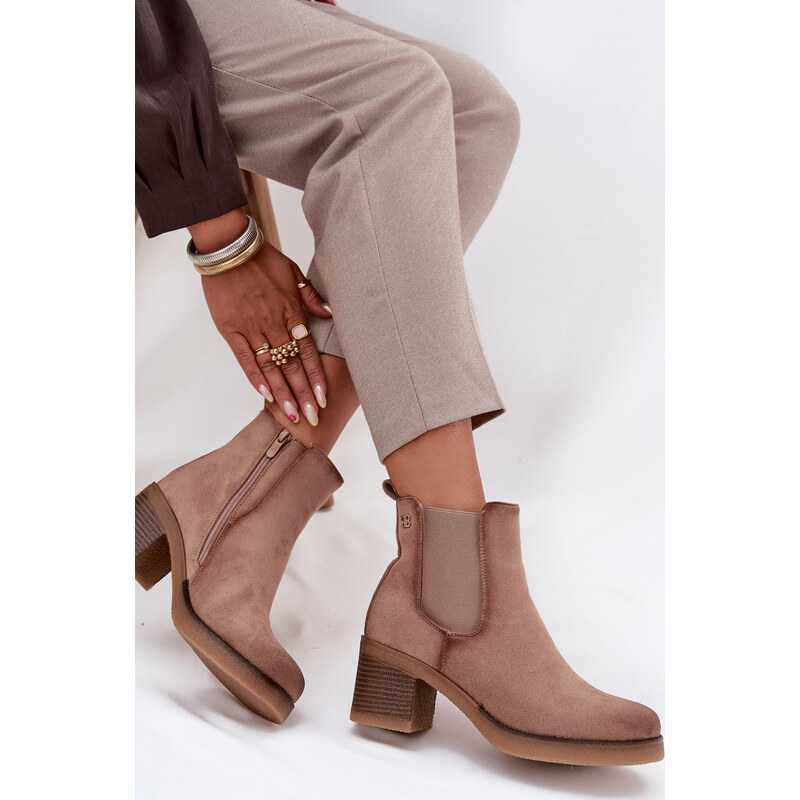 Kesi Béžové dámske členkové topánky Zelia na stĺpiku 68189642