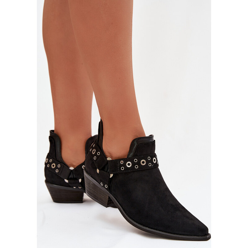 Kesi Čierne dámske členkové topánky s výrezmi a opaskami Vannessae 68189661