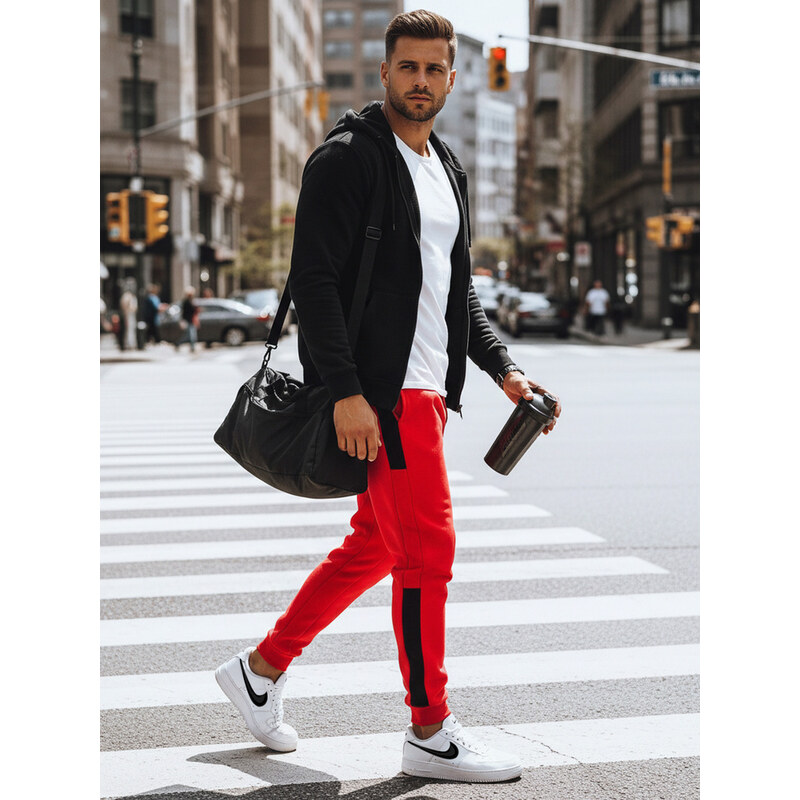 BASIC Červené pánske tepláky UX3730 35384469