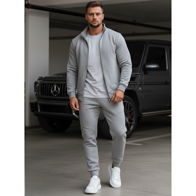 BASIC Svetlosivá pánska teplákovka s mikinou na zips AX0732 43181866