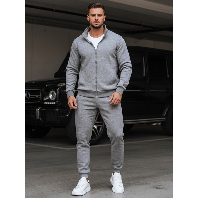 BASIC Sivá pánska teplákovka s mikinou na zips AAX0734 43181868
