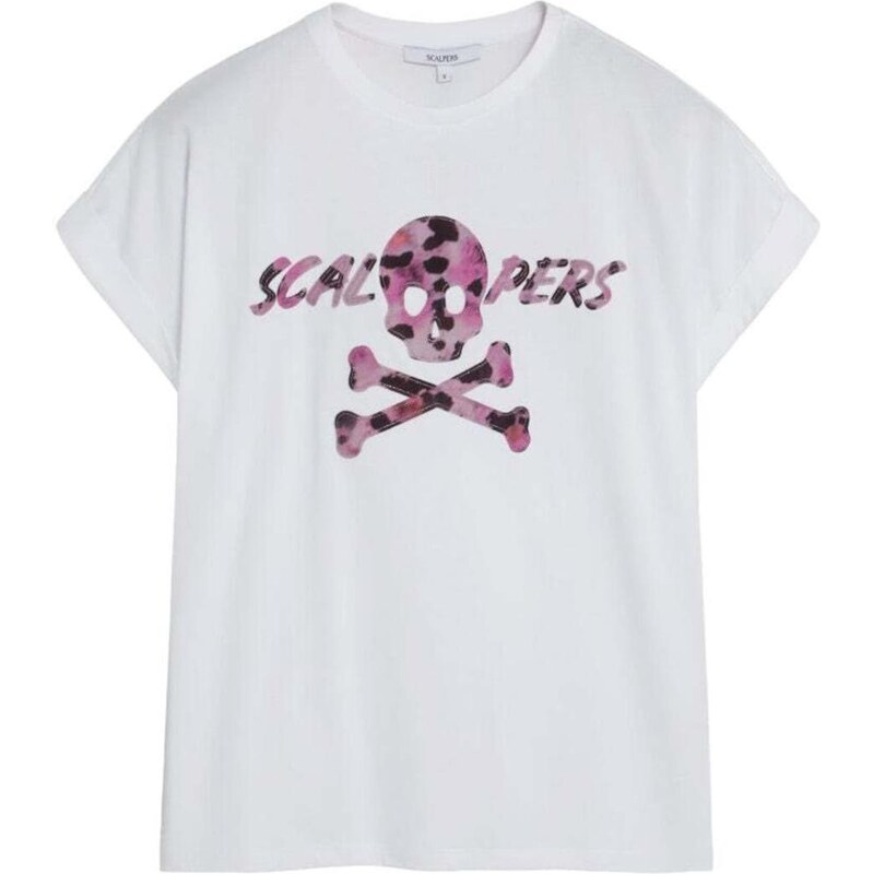 Scalpers Tričko Spot Trize Skull orgovánová / čierna / biela 68212180