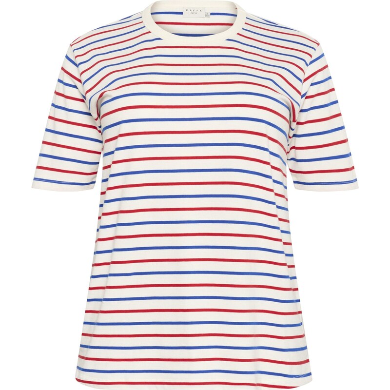 KAFFE CURVE Tričko Winni krémová / tmavomodrá / jasne červená 68212199