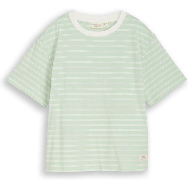 TOM TAILOR DENIM Tričko pastelovo zelená / biela 68212674