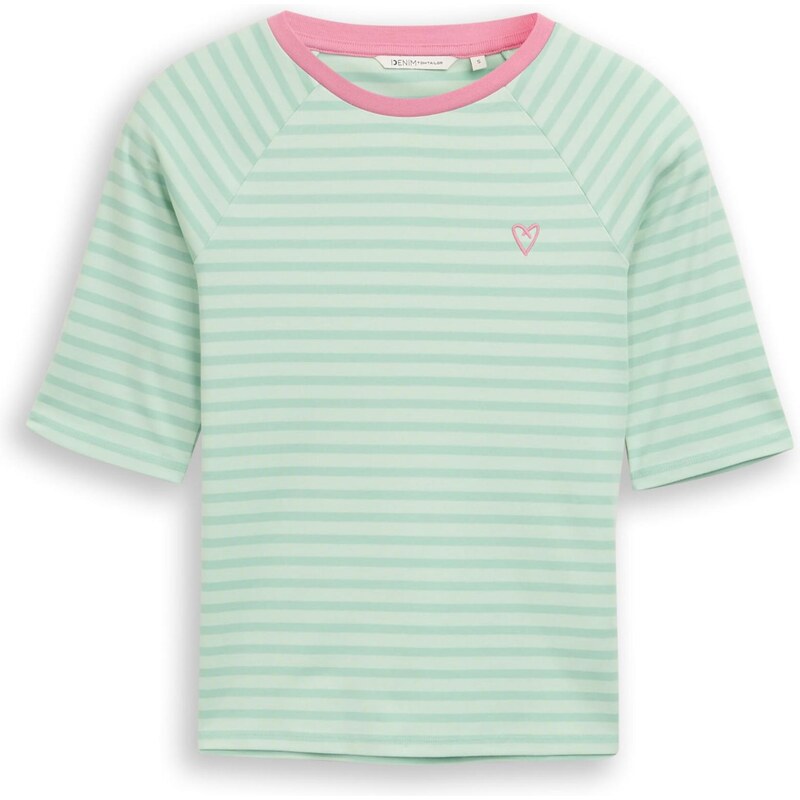 TOM TAILOR DENIM Tričko mätová / svetlozelená / svetloružová 68212675