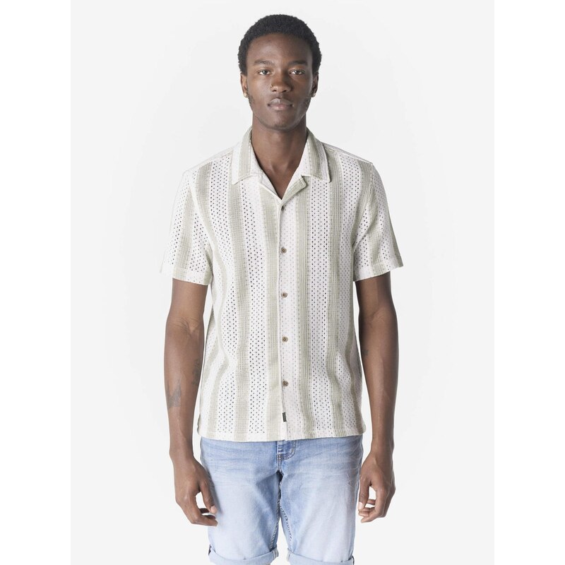 KOROSHI Košeľa kaki / biela ako vlna 68212776