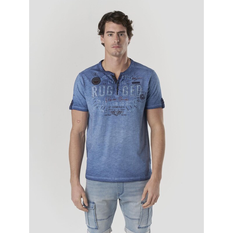 KOROSHI Tričko modrá melírovaná / vínovo červená 68212768