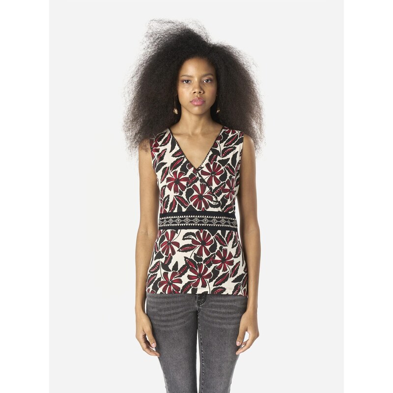 KOROSHI Top tmavočervená / čierna / šedobiela 68212784