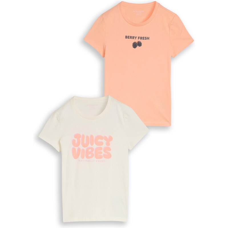 TOM TAILOR Tričko svetlooranžová / čierna / biela 68212905