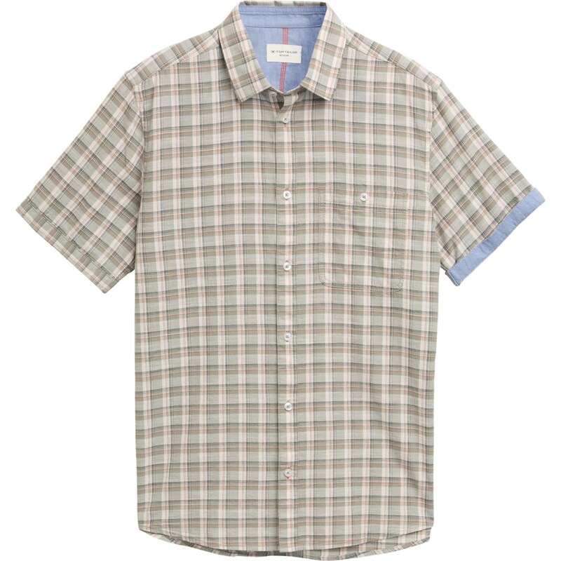 TOM TAILOR Košeľa modrá denim / olivová / oranžovo červená / biela ako 68213016