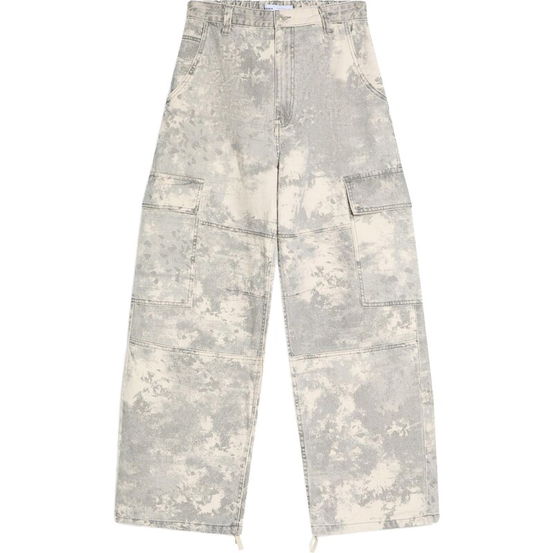 Bershka Rifľové kapsáče béžová / sivá 68213176