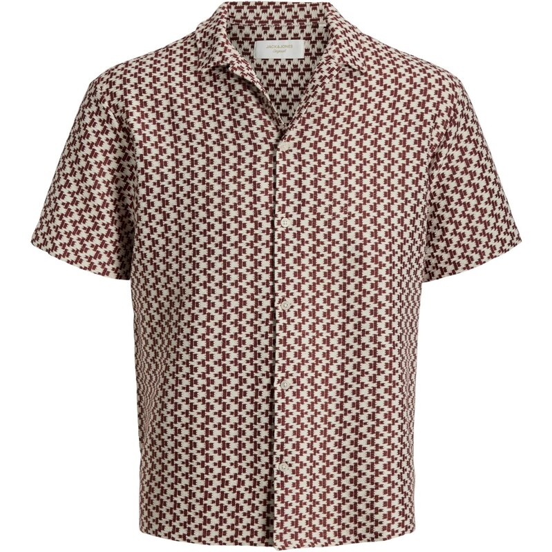 JACK & JONES Košeľa JORMONTAUK vínovo červená / biela 68213265