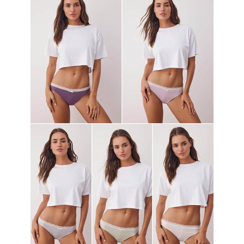 Trendyol Nohavičky Briefs sivá melírovaná / pastelovo zelená / fialová 68213277