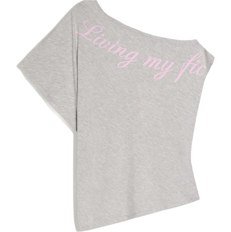 Bershka Tričko sivá / ružová 68213358