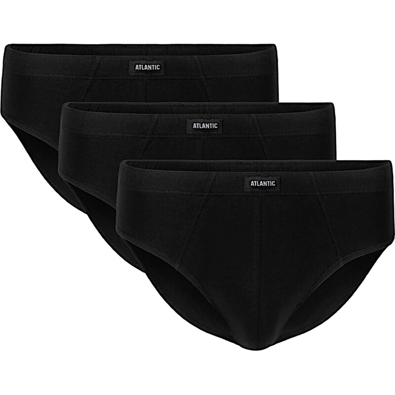 Atlantic Pánske slipy 3 pack 006 black 58325627