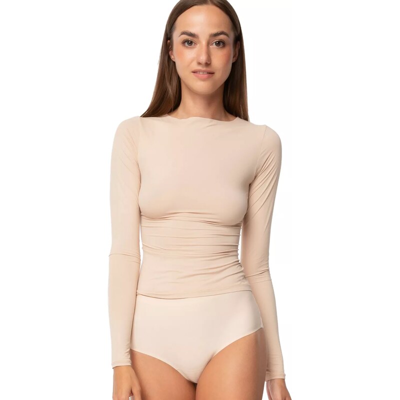 JULIMEX Dámska košieľka Simple longsleeve beige 60246717