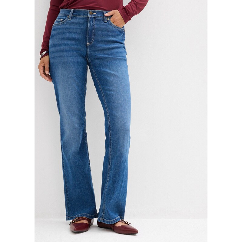 bonprix Džínsy bootcut, stredná výška pásu, farba modrá 64922133