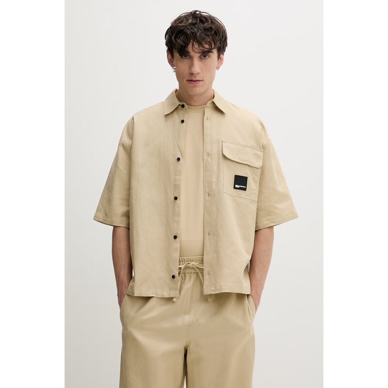 Karl Lagerfeld Jeans košeľa pánska s ľanom 68261433