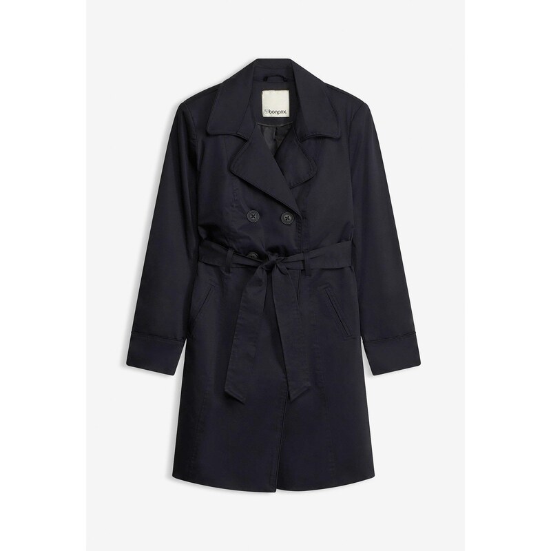 bonprix Trenčkot z bavlny, farba čierna 44888197