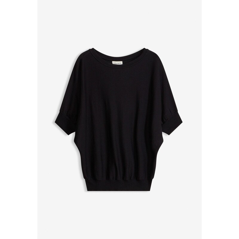 bonprix Jemne pletený pulóver z bavlneného mixu, farba čierna 44732033