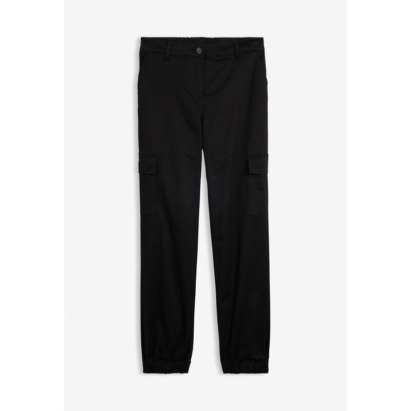 bonprix Kapsáčové nohavice z bavlny so strečom, farba čierna 48958161