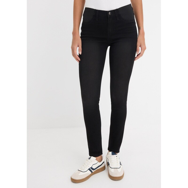 bonprix Skinny džínsy, Mid Waist, strečové, farba čierna 44732937