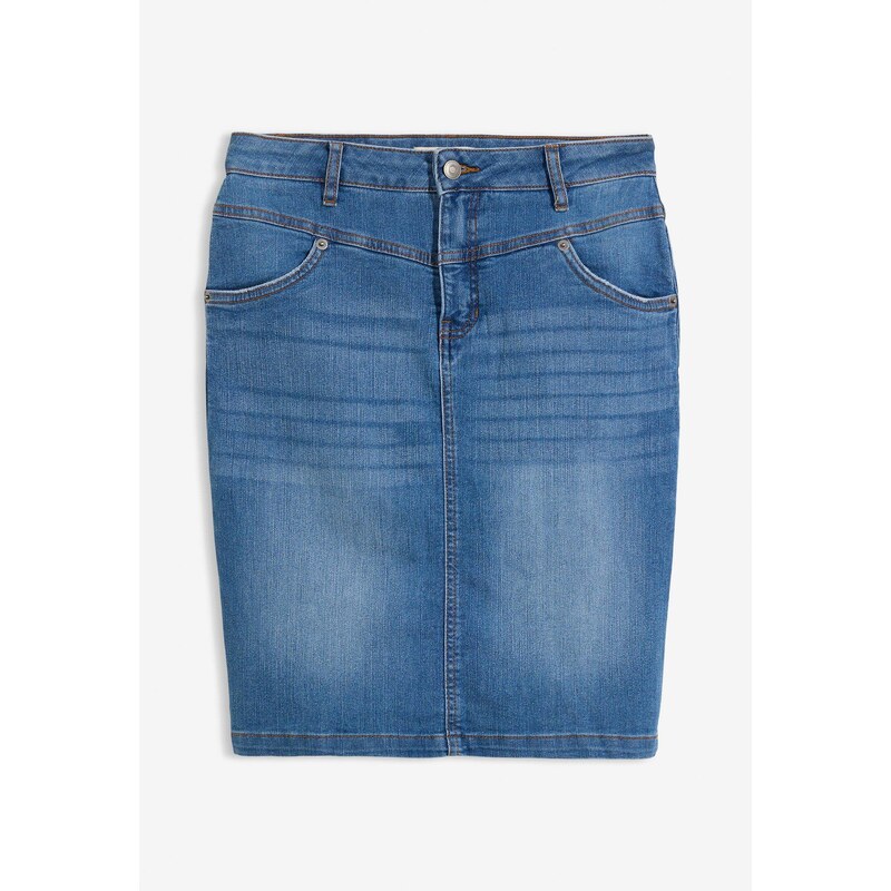 bonprix Strečová džínsová sukňa, farba modrá 44790903