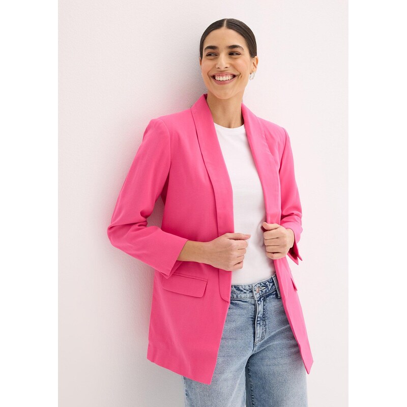 bonprix Dlhý blejzer z viskózového mixu, farba ružová 48536745