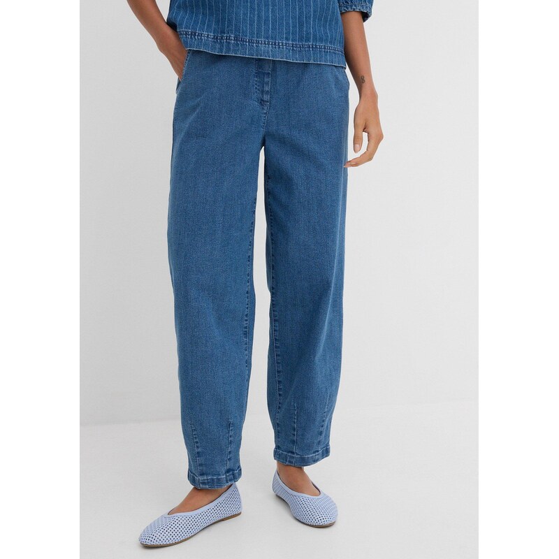 bonprix Džínsy Mom, vysoký pohodlný pás, farba modrá 48558095
