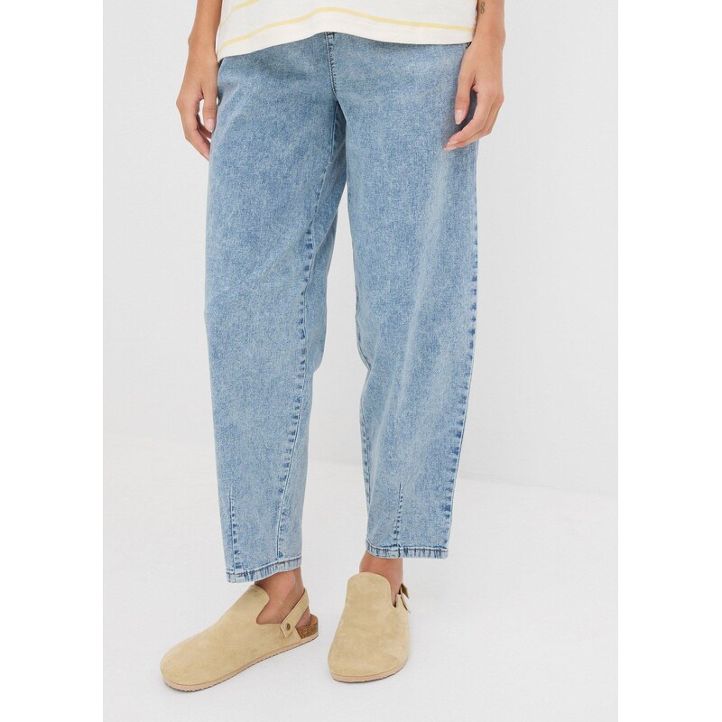 bonprix Ležérne džínsy Barrel, pohodlný pás, farba modrá 44915675