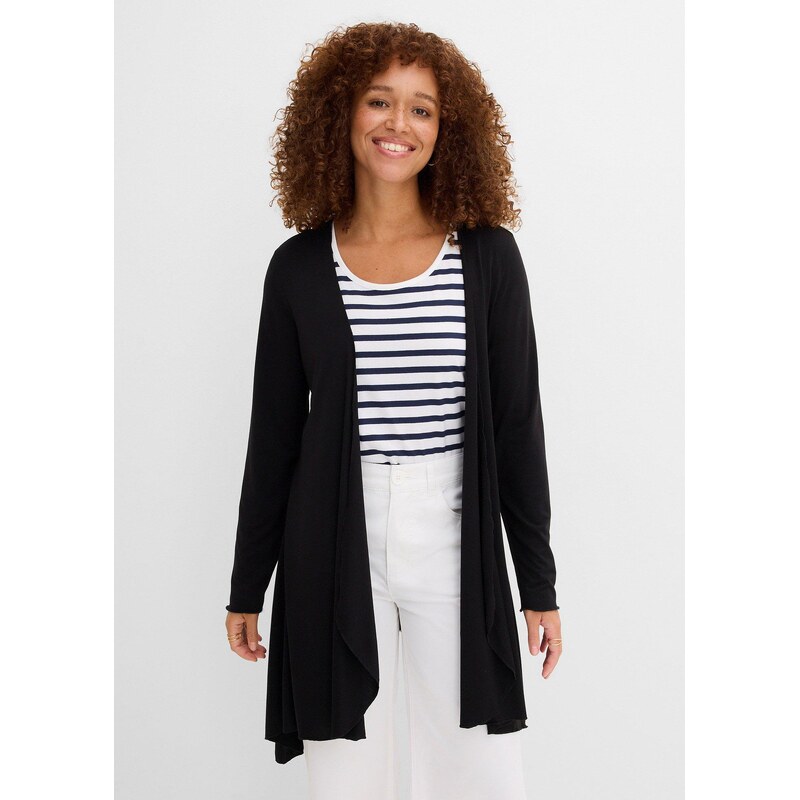 bonprix Úpletový sveter z viskózového materiálu, farba čierna 44740937