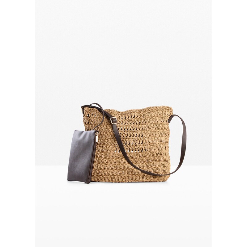 bonprix Slamená kabelka, farba béžová 68219347