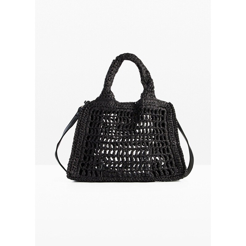 bonprix Slamená kabelka, farba čierna 68219348