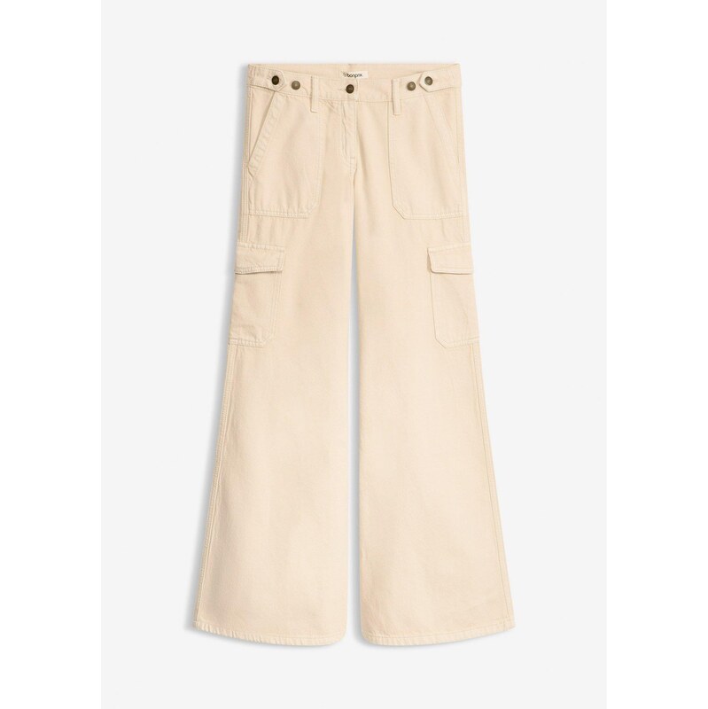 bonprix Kapsáčové nohavice z čistej bavlny, farba béžová 68219374