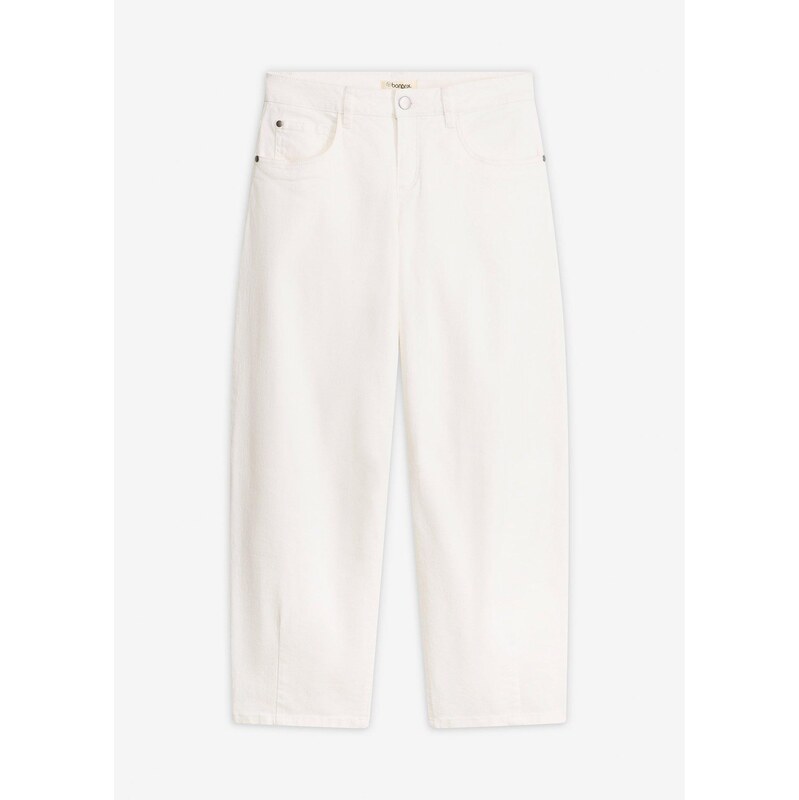 bonprix Twillové nohavice z bavlny so strečom, farba biela 68219378