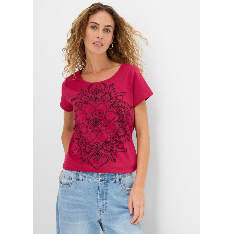bonprix Vypaľované tričko, krátky rukáv, farba ružová 44847503