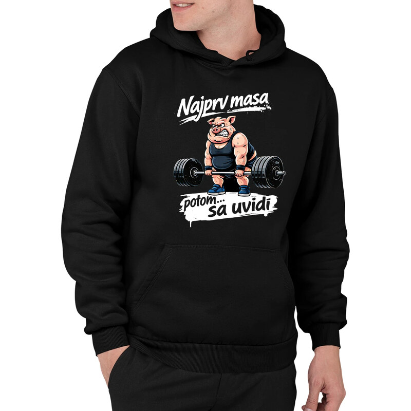 E-shop Garibald Najprv masa, potom… sa uvidí - pánska mikina s potlačou