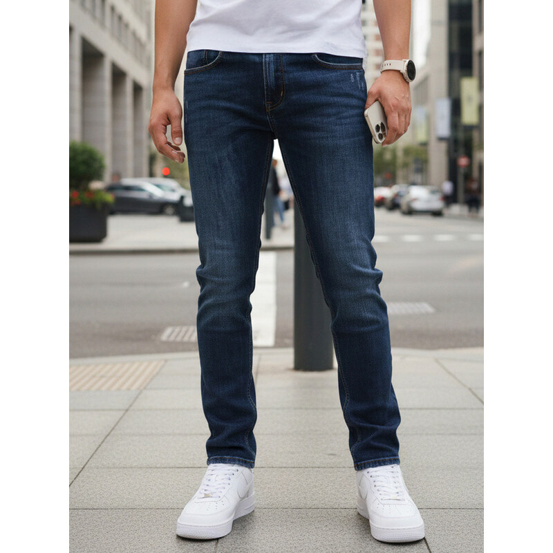 Pánske džínsy slim fit tmavomodré FashionStreet UX4479 68220249