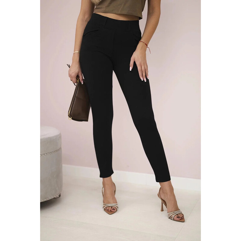 Bavlnené nohavice s mašľou v čiernej farbe - Kesi 68220353