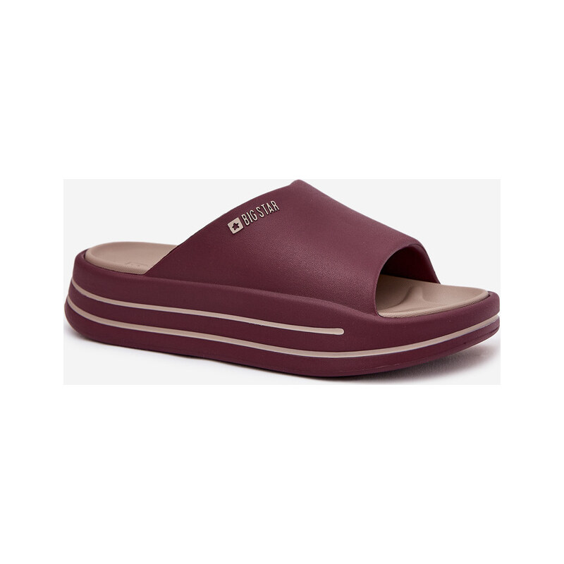 Bordó dámske šľapky na platforme Big Star 68223049