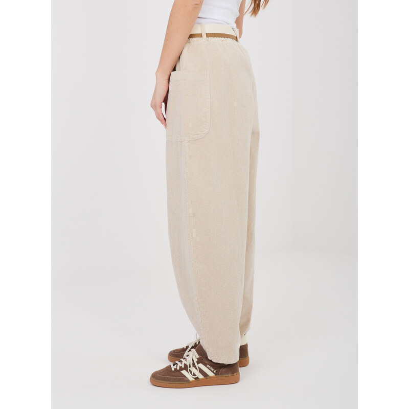 RUE PARIS Jasnobéžové štruksové nohavice 68241751