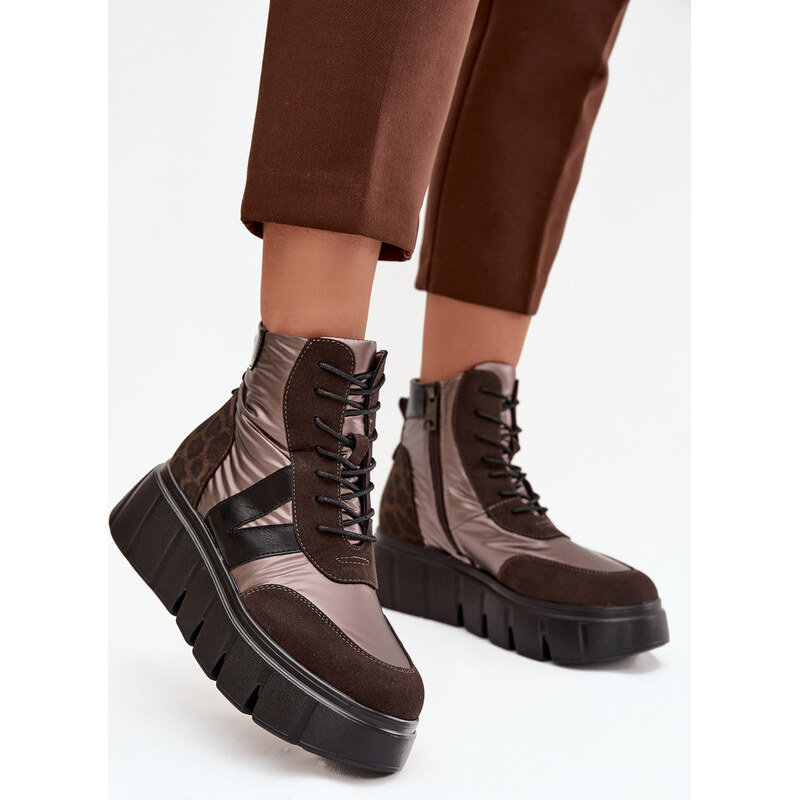 Kesi Hnedé zateplené dámske topánky na platforme Vinceza 68223066