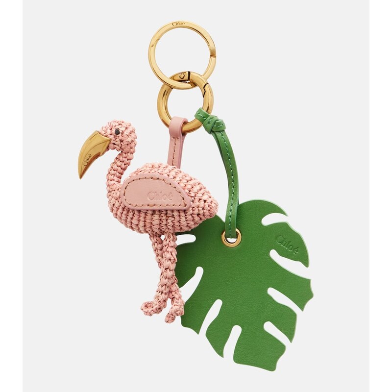 Chloe Chloà Chloà Symbols Flamingo raffia keychain 68308925