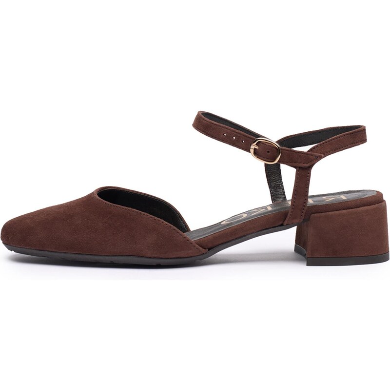 RYŁKO Lodičky s otvorenou pätou tmavohnedá 68260649