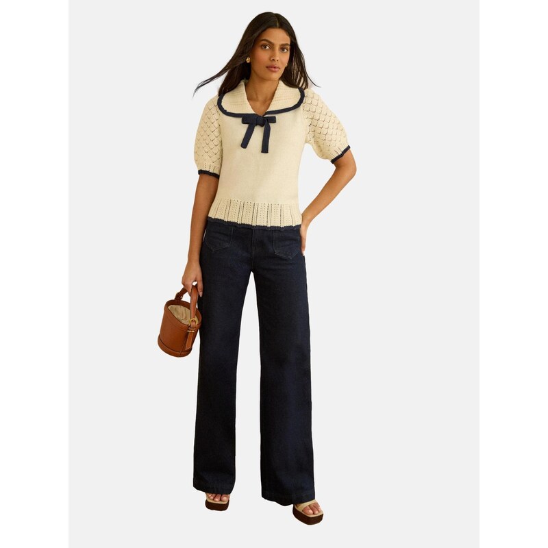 love & roses Sveter béžová / námornícka modrá 68260839